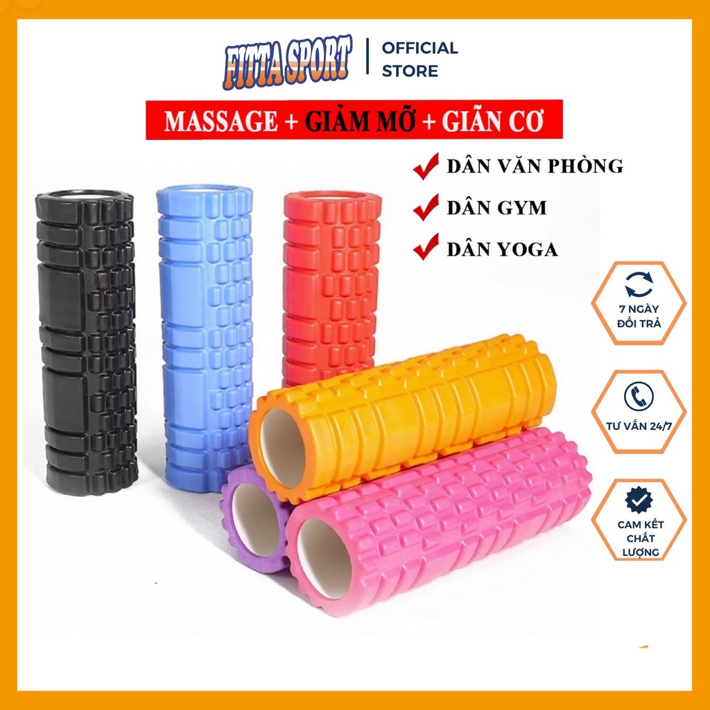 Con Lăn Massage Foam Roller Gai Dẹt 45x14 cm, Ống Lăn Giãn Cơ Tập Yoga, Gym YO21