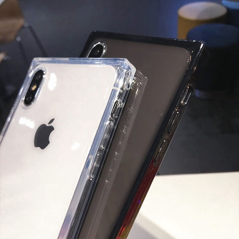 Ốp lưng vuông màu trong suốt đơn giản cho iPhone 6 6S 7 8 Plus X XS MAX XR 11 PRO MAX