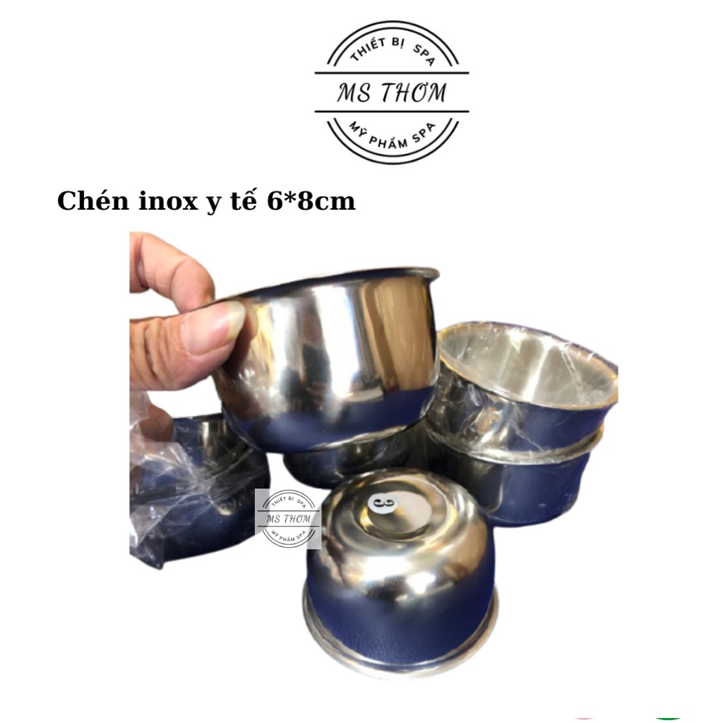 Chén, chum inox 8cm đựng cồn, nước muối, bông gòn trong y tế/spa/thẩm mỹ viện