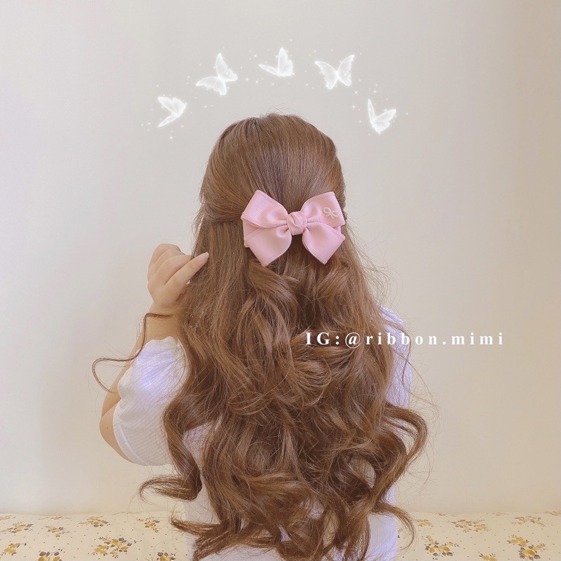 Kẹp Tóc Nơ Đính Charm Nơ Handmade Ruy Băng Cao Cấp Ribbon.mimi Sarah cột / kẹp