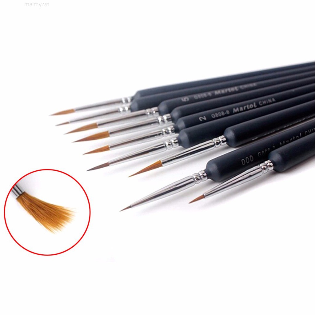 Set 9 Cọ Vẽ Màu Nước / Sơn Dầu Chuyên Dụng