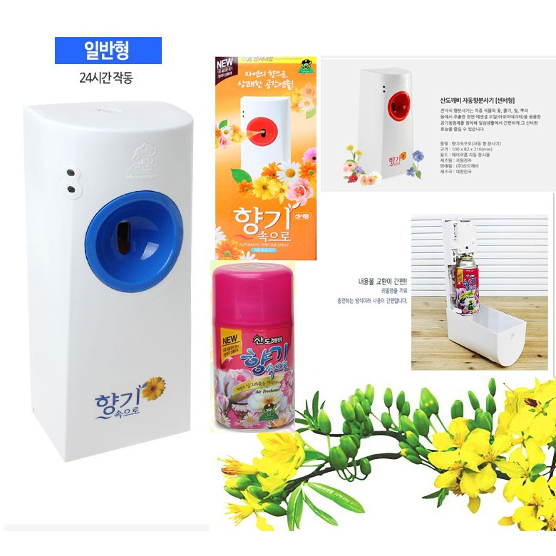 Bộ 1 máy xịt phòng cảm biến ánh sáng và 1 chai xịt phòng Sandokkaebi Hương cafe