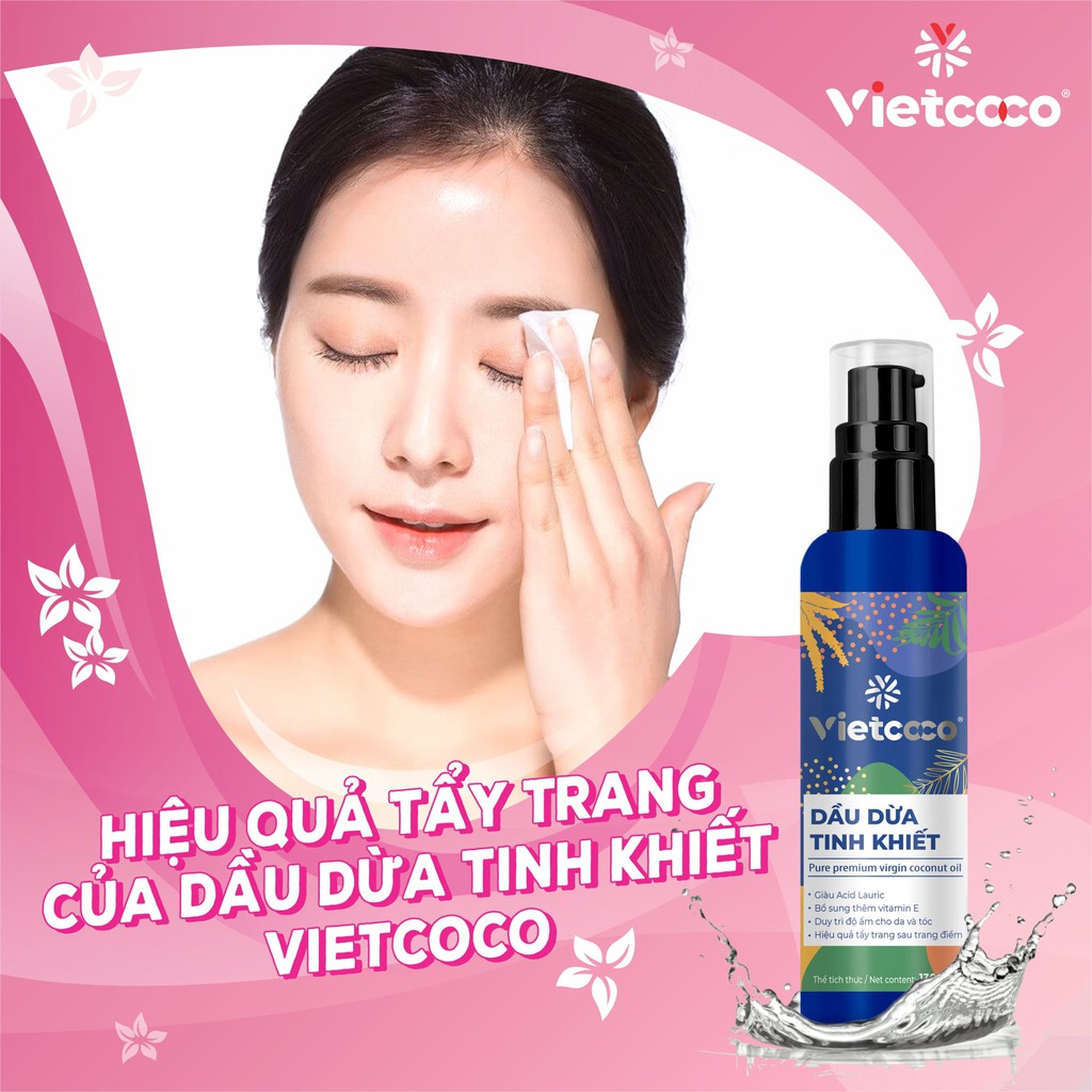 Dầu Dừa Nguyên Chất VIETCOCO Ép Lạnh Tinh Khiết Dùng Dưỡng Tóc Dưỡng Da Tẩy Trang, Ngừa Rạn Da-CX 130ml