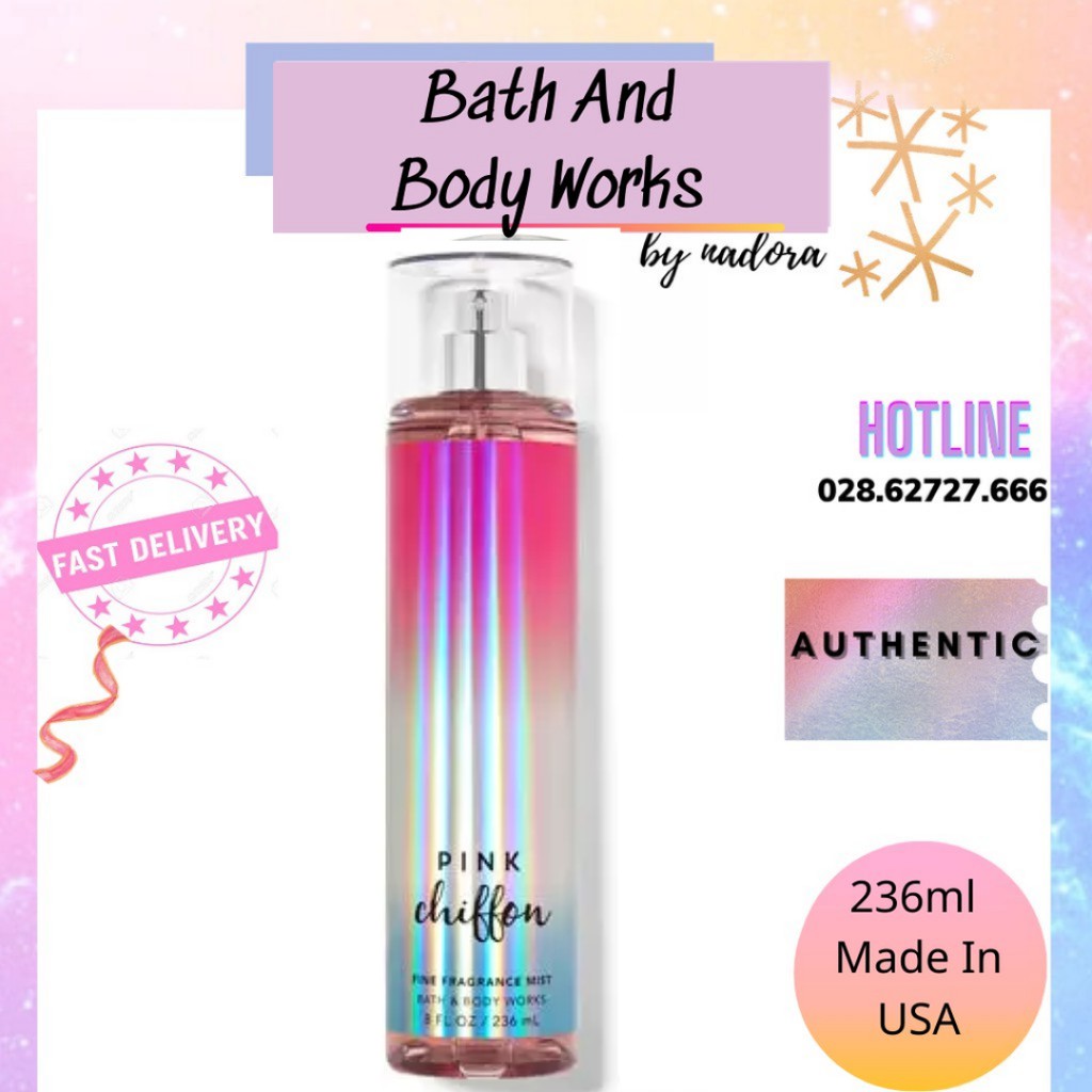 Xịt Toàn Thân Bath and Body Works Pink Chiffon Body Mist (236ml)