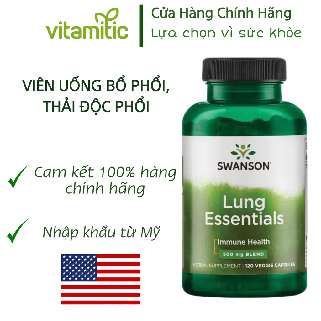 Viên uống bổ phổi, Swanson Lung Essentials 500mg 120 viên của Mỹ