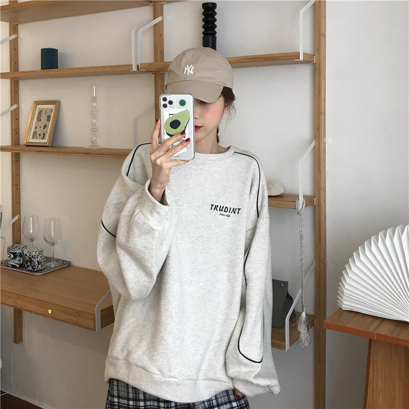 Áo sweater nỉ bông nam nữ HIGH SỌC TAY lót nỉ TRUDINT Unisex form rộng kiểu dáng Ulzzang hai màu trắng đen | BigBuy360 - bigbuy360.vn