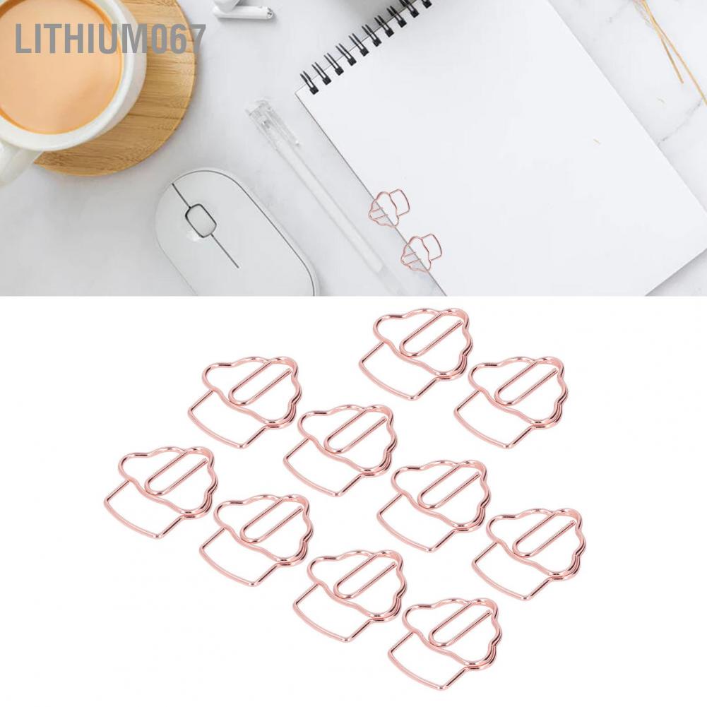 Lithium067 Lithium067 50 cái Kẹp giấy Màu vàng hồng Hình dạng kem Mạ điện Chống gỉ kim loại nhỏ để phân tệp