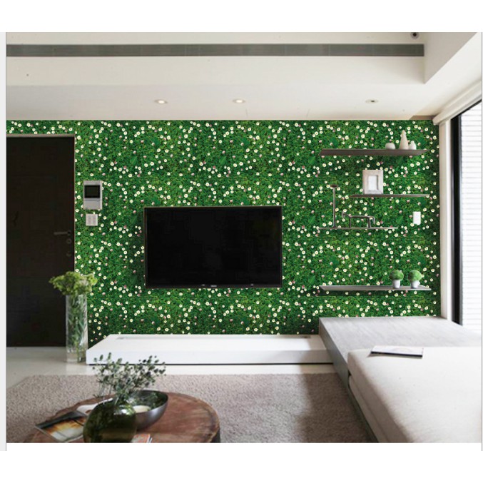 Decal trang trí thảm cỏ hoa cúc trắng