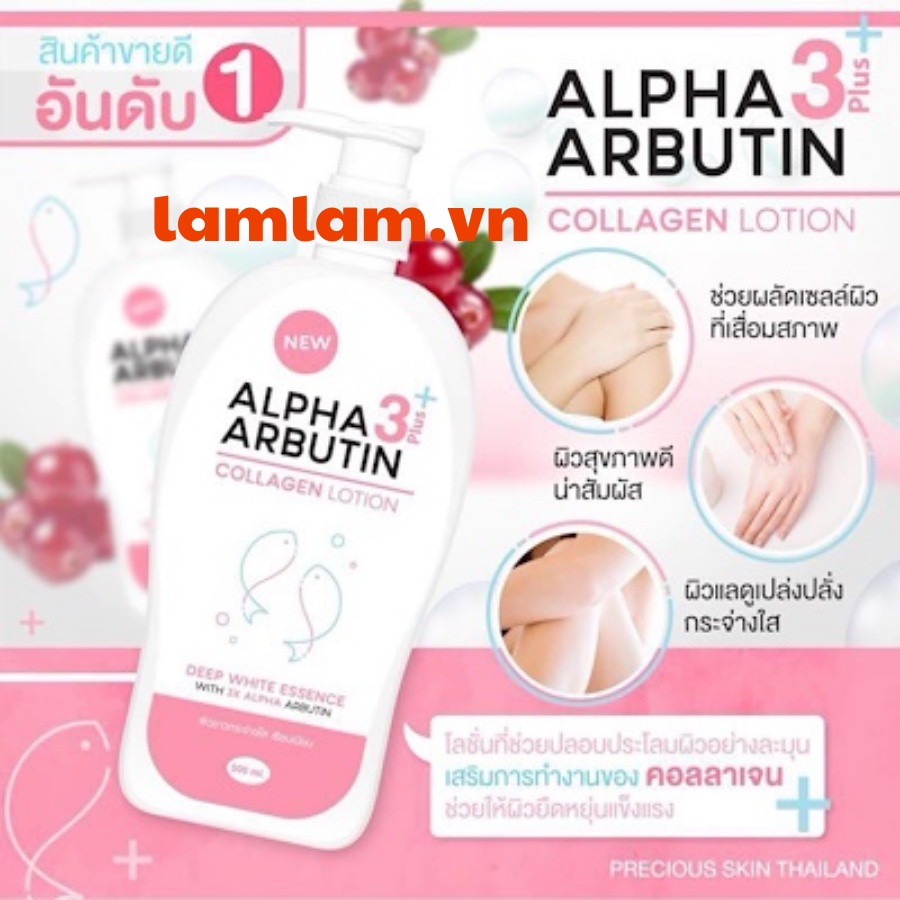 Sữa Dưỡng Trắng Da Alpha Arbutin Collagen Collagen Lotion 3+ Plus 500ml