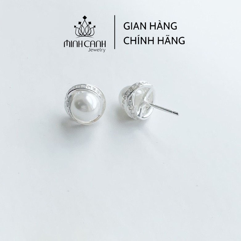 Bông Tai Bạc Minh Canh Jewelry Viền Bạc Đính Hột