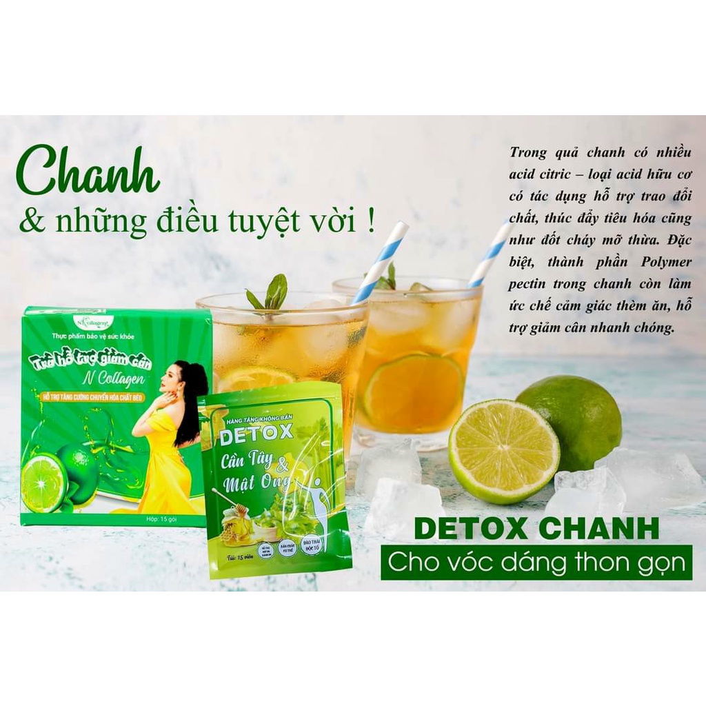 Detox Chanh Giảm Cân Ncollagen  - Hỗ trợ giảm béo, giảm cân không tác dụng phụ
