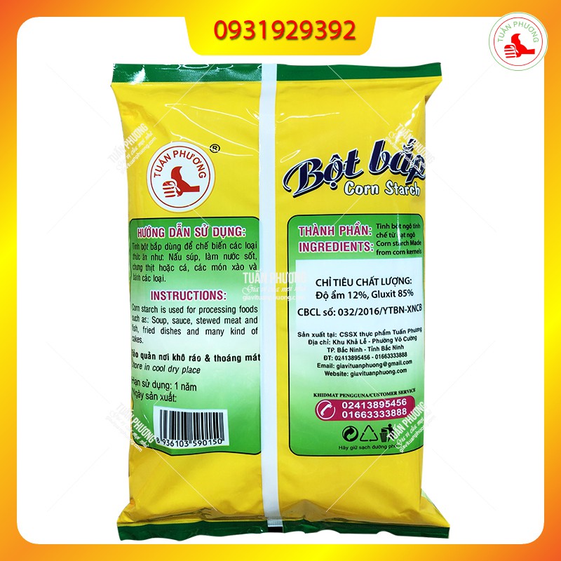 Bột Bắp Tuấn Phương 1kg  thùng 10 gói-10kg , làm súp , nước sốt