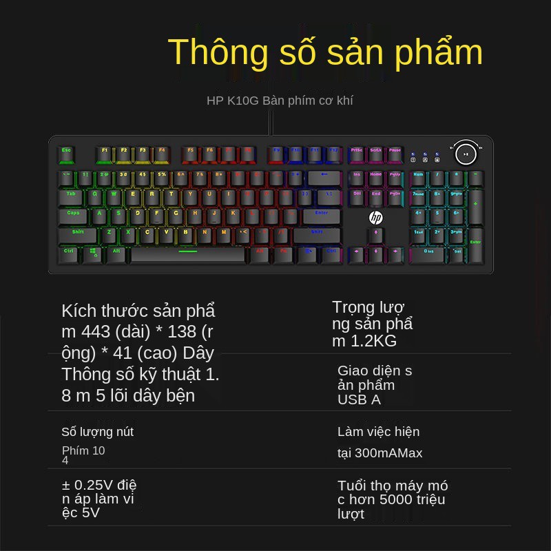 ❣Bộ bàn phím cơ game chuột HP K10G + GM10 Bộ bàn phím và chuột có dây game văn phòng LOL ăn cơm cf