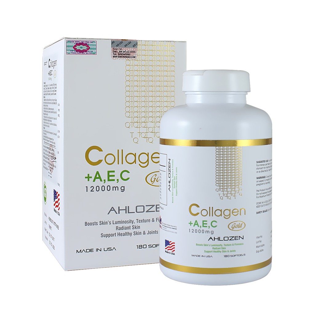 Viên uống Collagen +AEC Gold 12000mg Ahlozen đẹp da