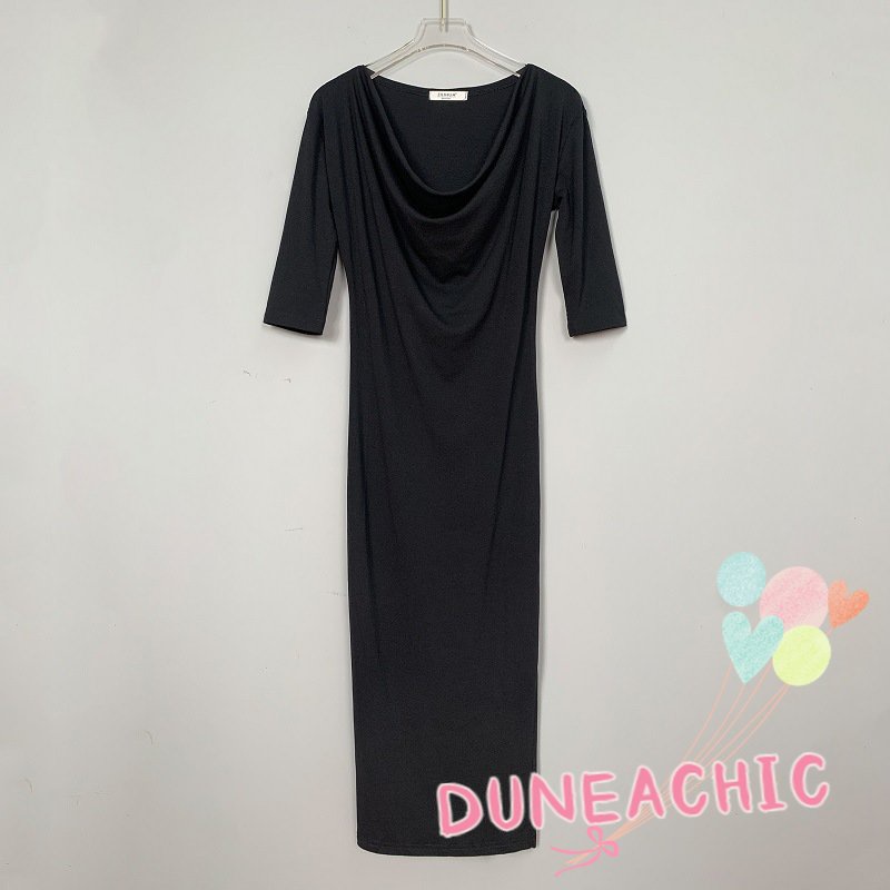 DUNEA Đầm nữ DUNEA tay dài ôm dáng xẻ tà thời trang quyến rũ