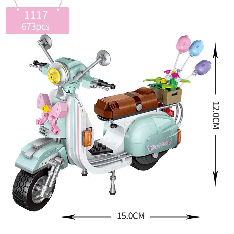 Đồ chơi lắp ghép khối xây dựng, xe mô hình Scooter hãng LOZ