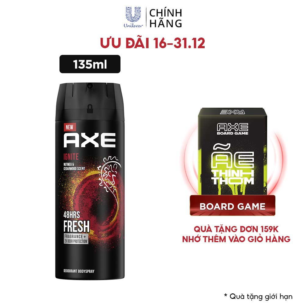 Xịt nước hoa toàn thân dành cho nam AXE Ignite (135ml) | BigBuy360 - bigbuy360.vn
