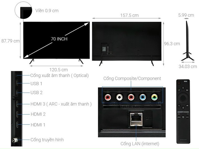 Smart tivi Samsung 4K 70inch UA70RU7200. New | BigBuy360 - bigbuy360.vn