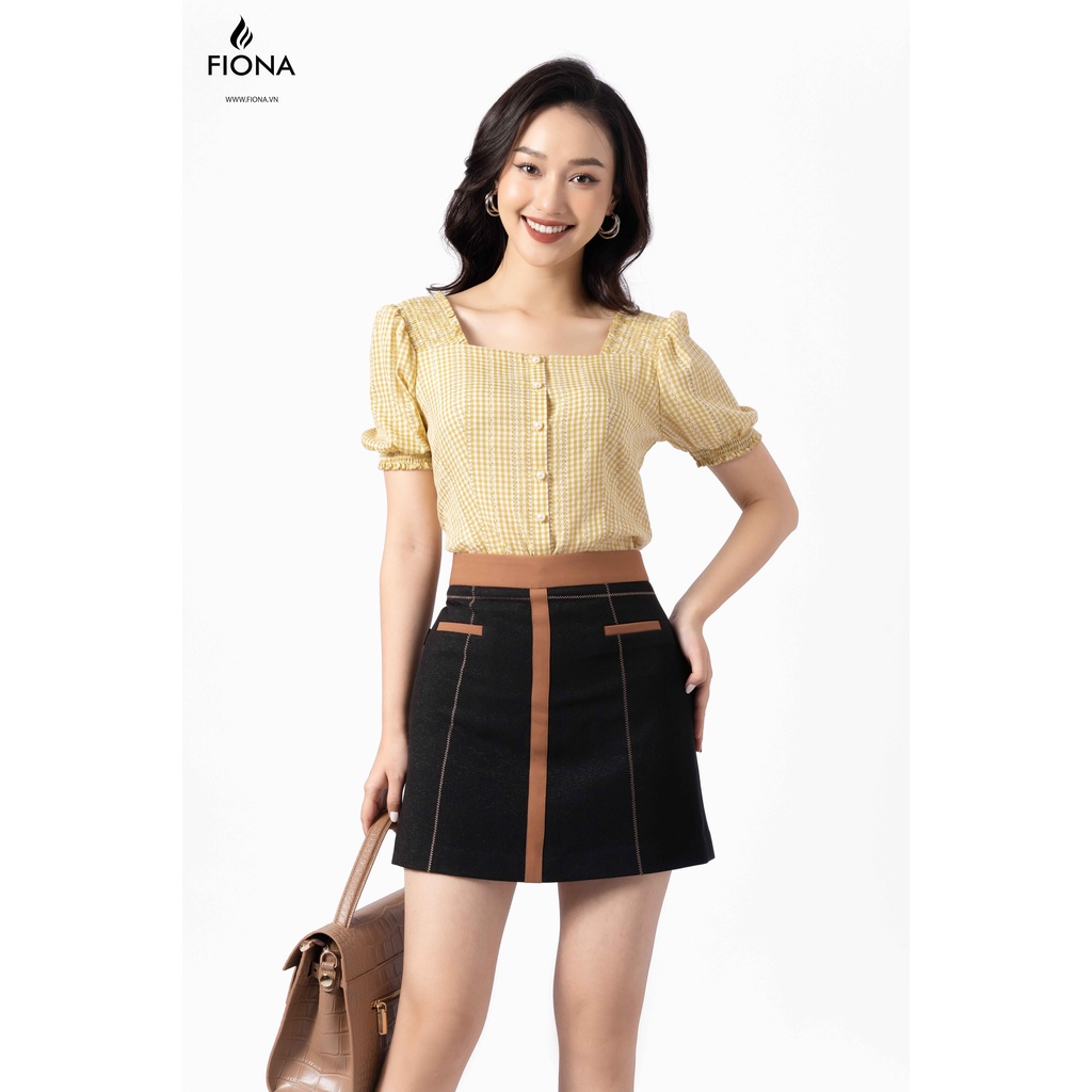 Áo sơ mi Croptop cổ vuông, cuốn bèo FIONA F551140