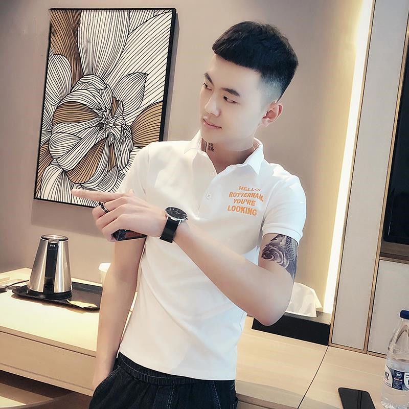 Áo Thun POLO Tay Ngắn Dáng Ôm In Họa Tiết Thời Trang Mùa Hè Dễ Phối Đồ Cho Nam