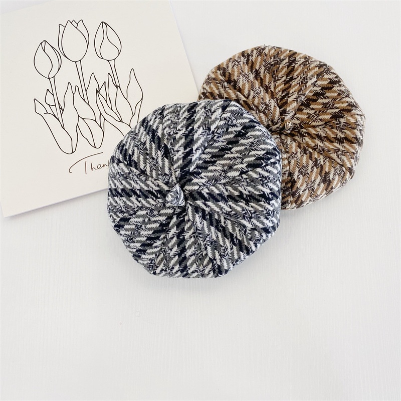 Mũ Beret Dệt Kim Hai Màu Thời Trang Mùa Thu Cho Bé