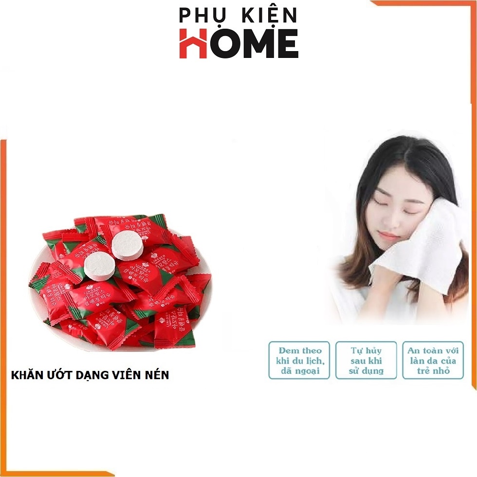10 Viên Nén Khăn Ướt Nhỏ Gọn, Khăn Ướt Dạng Viên Nén Hàn Quốc, Đảm Bảo Vệ Sinh, Phụ kiện home 5850Set10