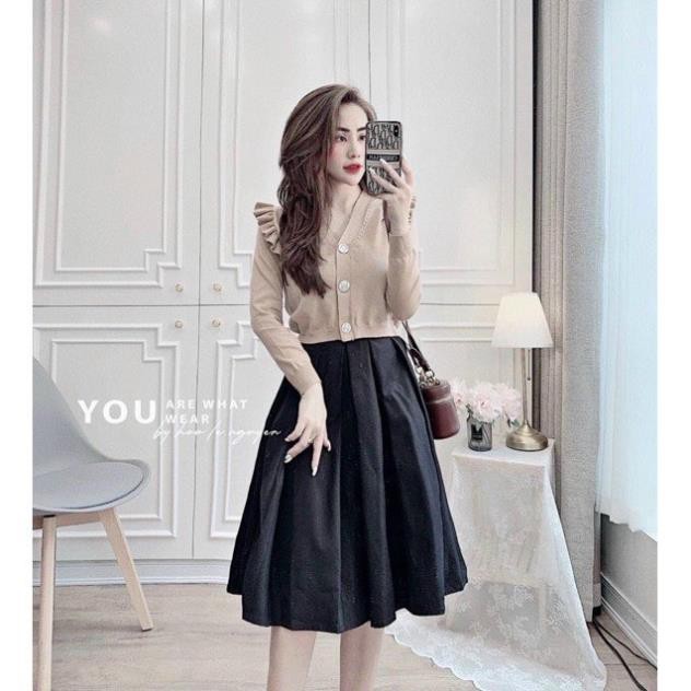 Áo Khoát Lửng Nữ, Áo Khoác Len Cổ V Viền Tay Bèo Có Khóa Kéo Thời Trang Phong Cách Hàn Quốc Sang Chảnh.