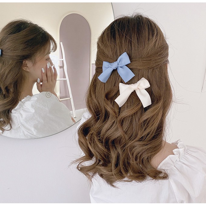 Dây Buộc Tóc Hình Nơ Màu Trơn Xinh Xắn Cho Nữ