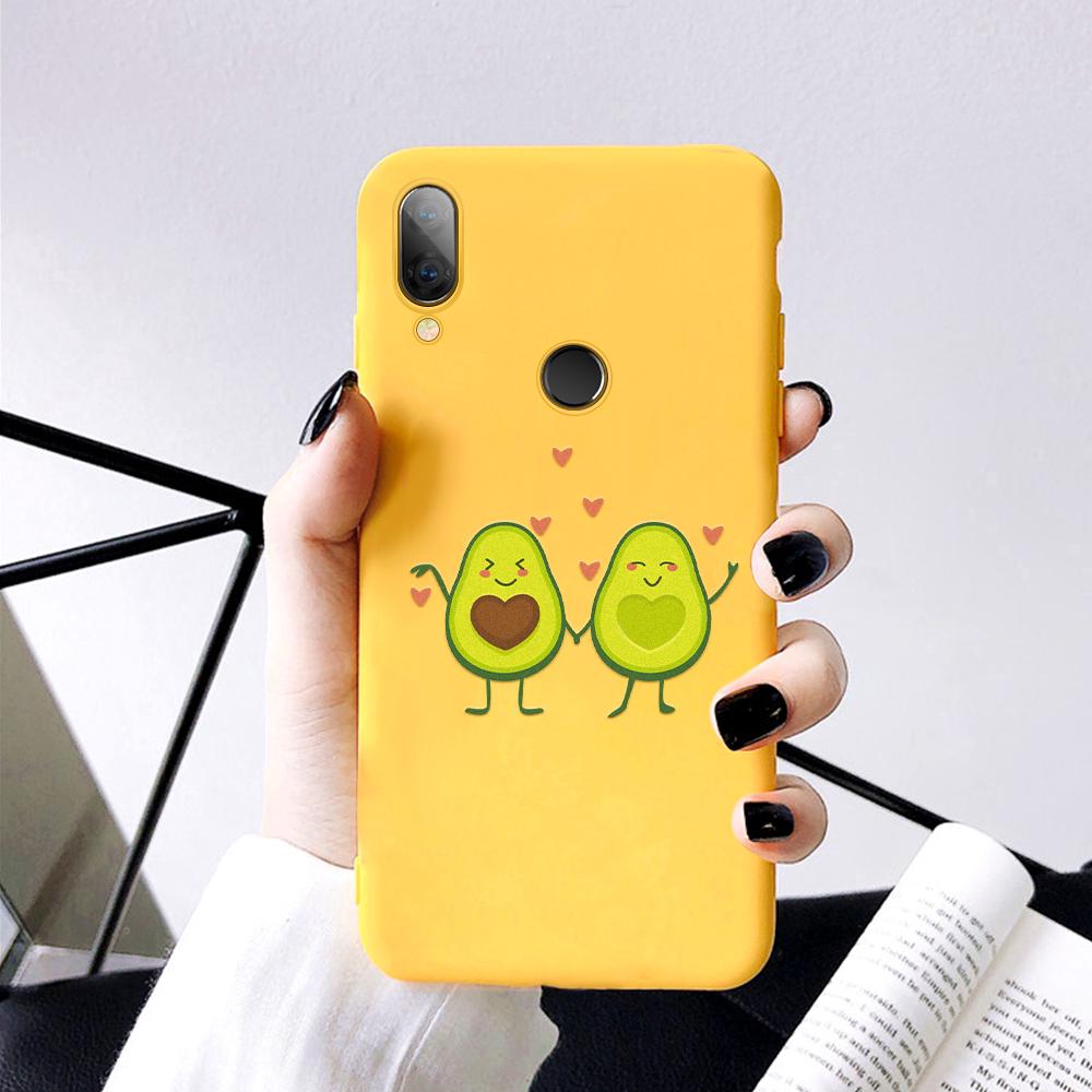 Ốp điện thoại TPU mềm mặt nhám in họa tiết trái bơ hoạt hình cho Xiaomi Redmi K20 Note 5 6 7 Pro Mi 9SE 9T