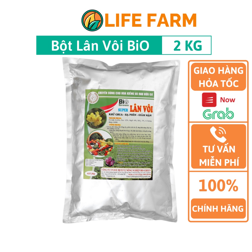 Vôi Nông Nghiệp Đã Được Xử Lý, Lân Vôi Khử Trùng, Cải Tạo Đất- Túi 2kg (VBG-001-02KG)