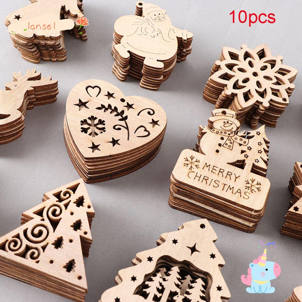 Set 10 Mặt Gỗ Treo Trang Trí Giáng Sinh