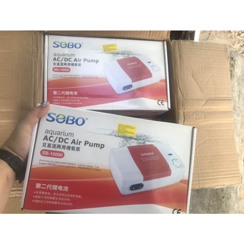 Máy sủi khí oxy TÍCH ĐIỆN 2 vòi SOBO (12W - 2x5 Lít/Phút) | Máy Oxy SB-10000 cho hồ cá