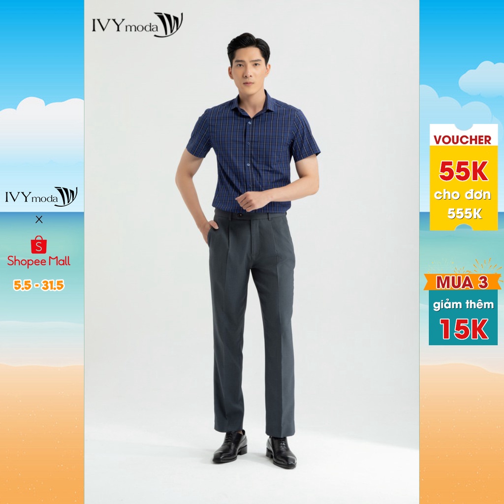 [NHẬP WABRTL5 GIẢM 10% TỐI ĐA 50K ĐH 250K ]Quần âu nam dáng Regular IVY moda MS 22E3010