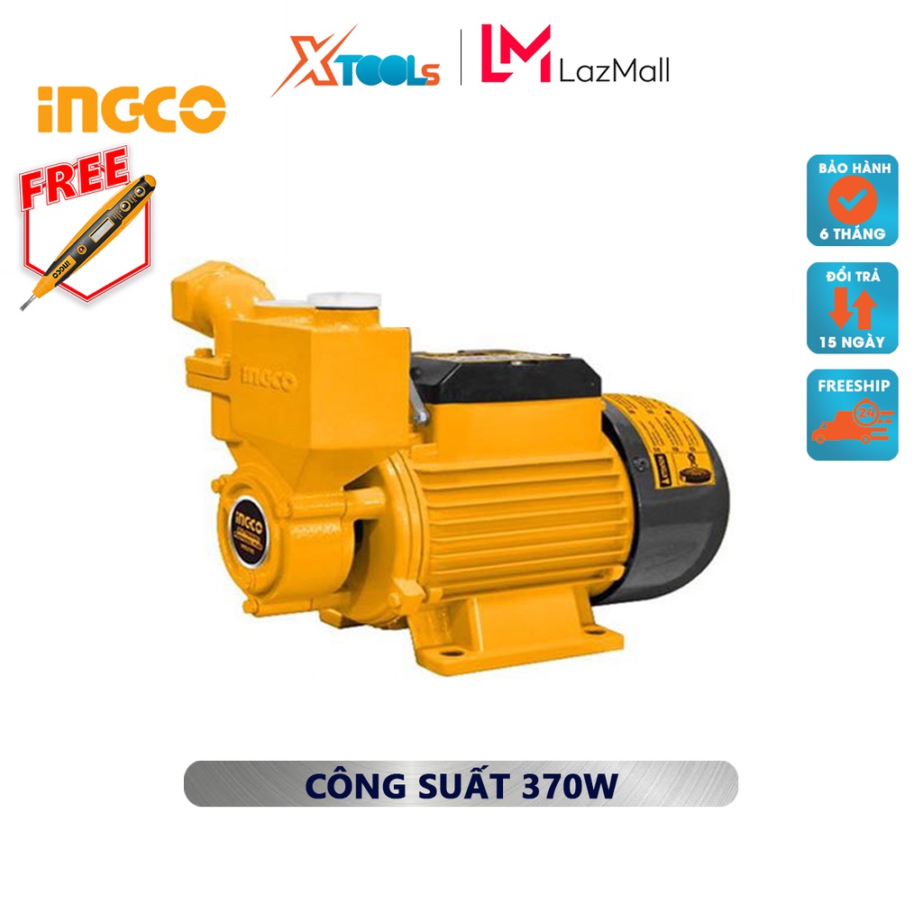 Máy bơm nước INGCO VPS3708 | máy bơm tăng áp 370W (0.5HP), chiều cao bơm 32m, mô tơ dây đồng, độ hút sâu 8m tăng áp lực