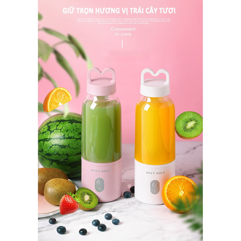 Máy Xay SinhTố Đa Năng Cầm Tay Có Qoai Mini Quả Dâu Meet Juice 3 Màu Cực Đẹp