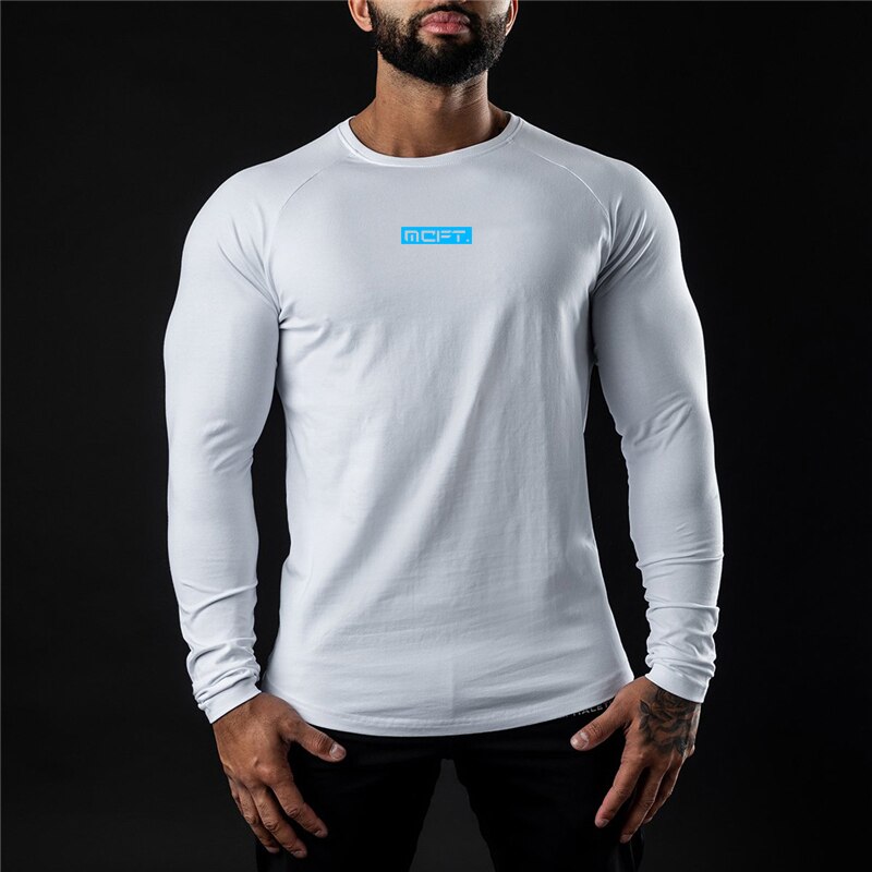 Brand Men's Breathable Sports Autumn and Winter Fitness Gym Casual Fashion Long Sleeve Bodybuilding Trend Slim O-Neck T Shirt