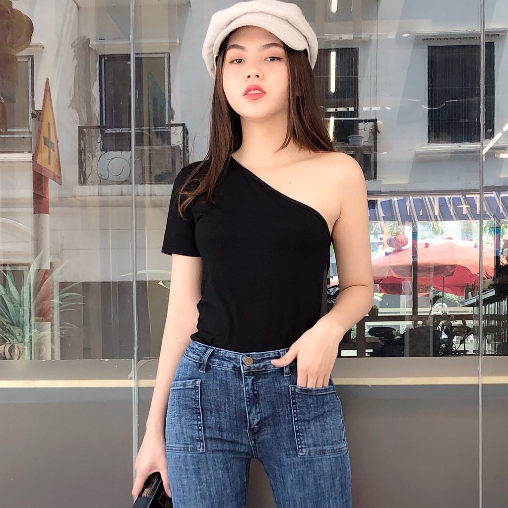 Áo Lệch Vai Nữ KAVO BLUE Siêu Co Giãn Form Dáng Ôm