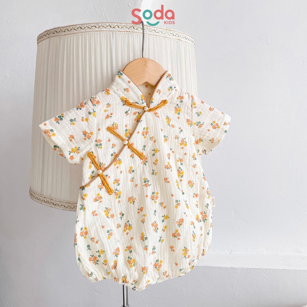 Body bé gái Lunar SODA KIDS thiết kế sườn xám, chất liệu xô muslin mềm, mát