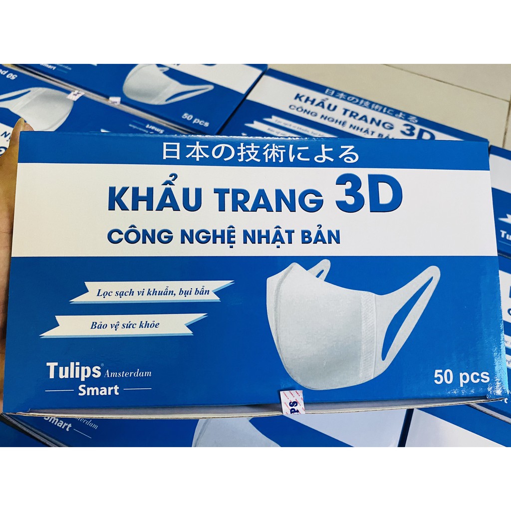 Hộp 50 cái Khẩu trang 3D Mask Tulips Size Người lớn