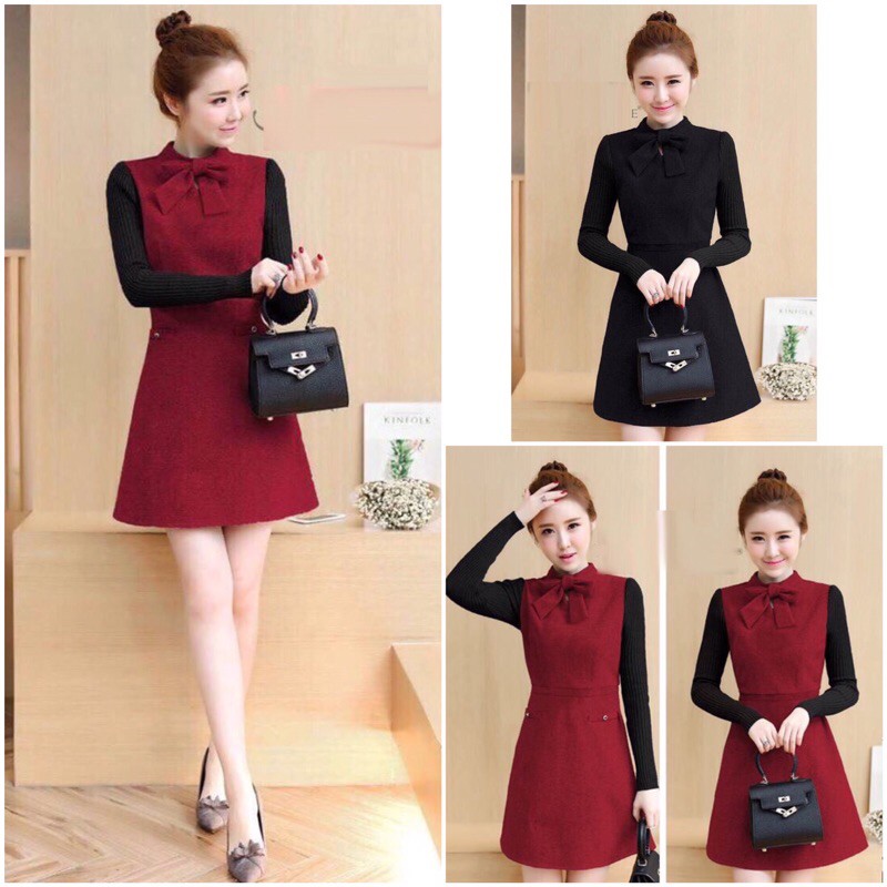 ĐÂM DẠ NƠ CỔ PHỐI TAY LEN DVNL16