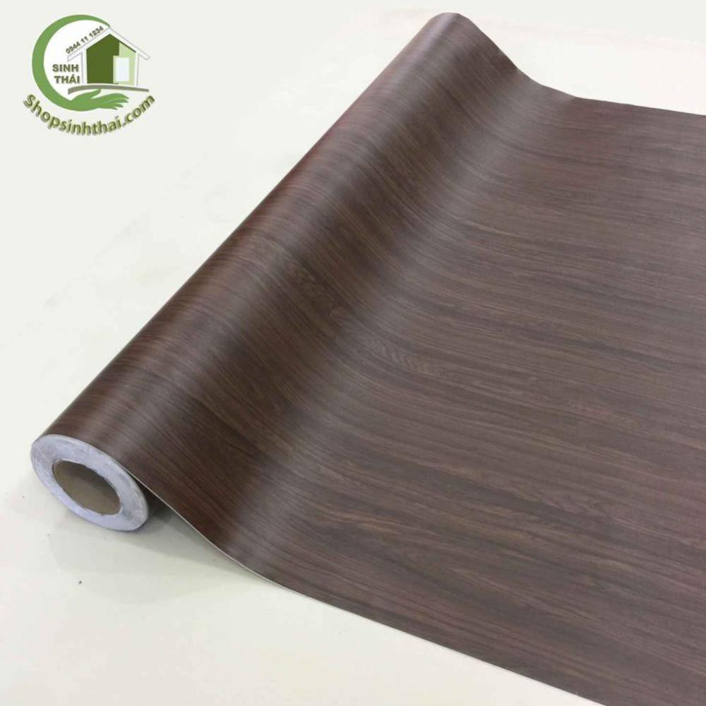 Giấy dán tường giả gỗ màu nâu đậm -  - có sẵn keo