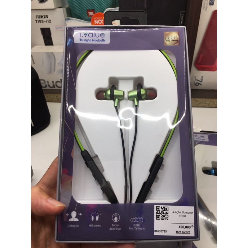 Tai nghe thể thao choàng cổ bluetooth nhét tai ivalue BT008 - Siêu hay Siêu Bass