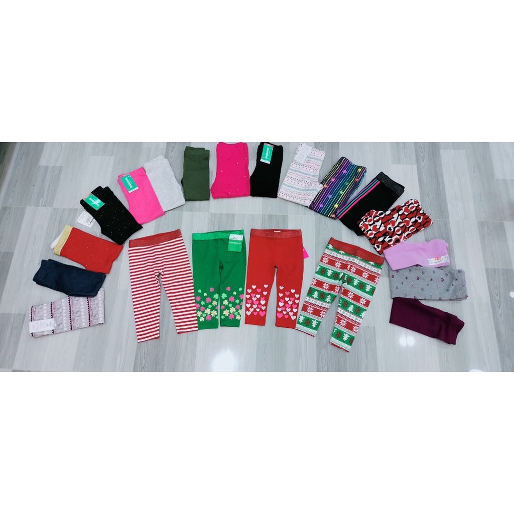 Quần legging bé gái xuất dư xịn cotton mỏng siêu co dãn cho bé 18m-5t