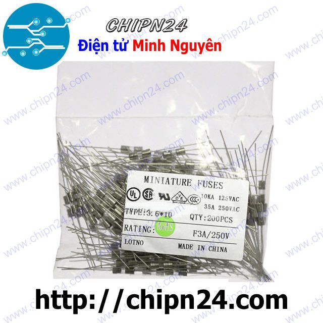 [5 CÁI] Cầu Chì 3.6x10mm 3A DIP (250V Chân cắm)