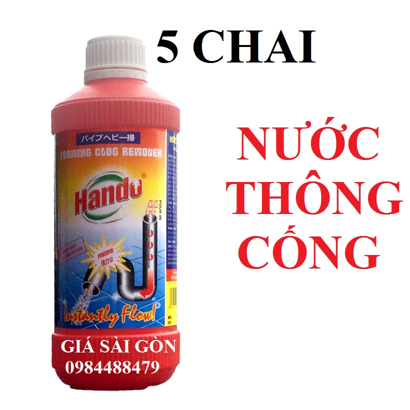 Combo 5 chai nước thông cống Hando 570ml - sản xuất tại Việt Nam
