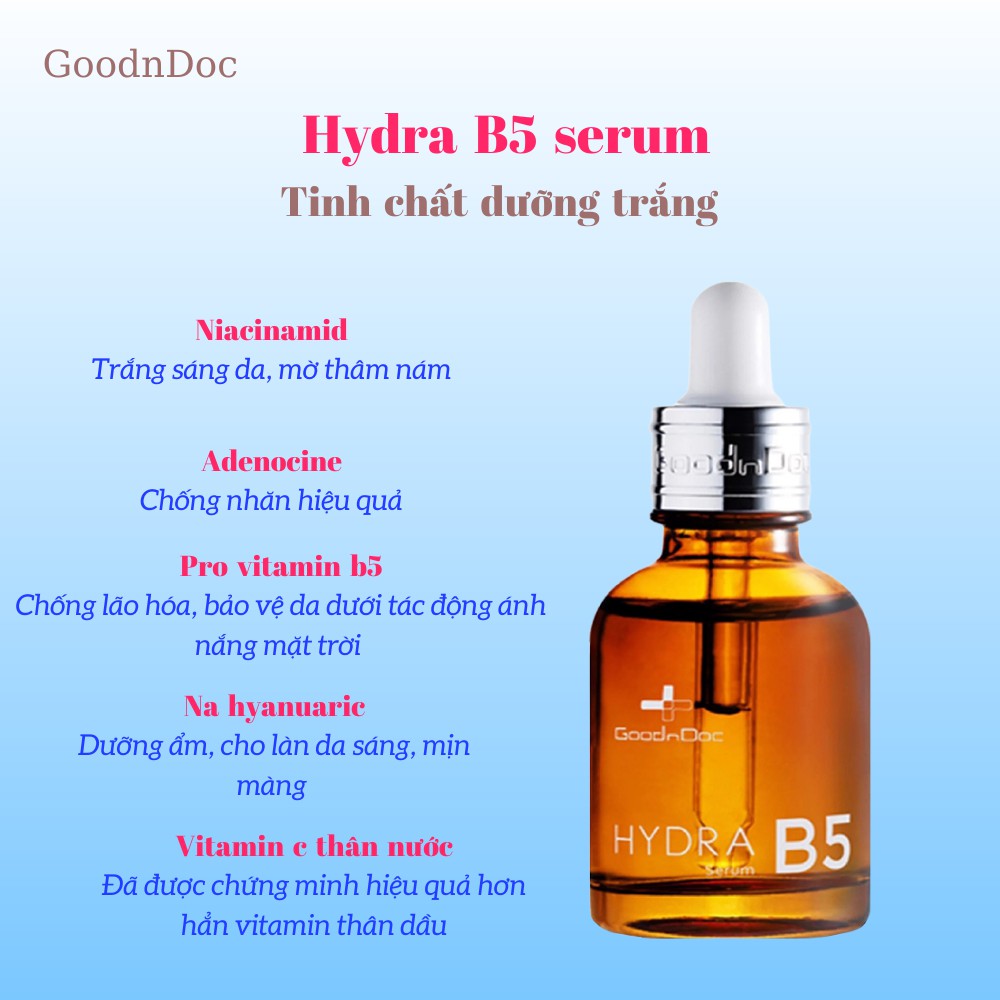 Serum B5 Goodndoc, Serum Goodndoc Hydra B5 Dưỡng Ẩm Phục Hồi Trắng Sáng Da