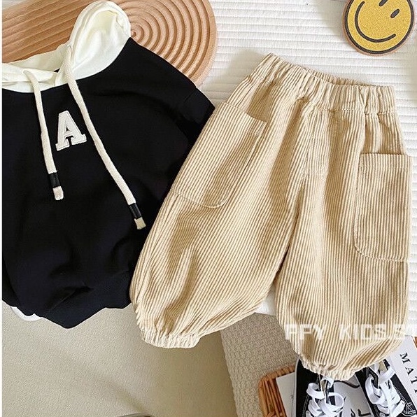 MNGRL Quần Jogger Vải Nhung Thời Trang Thoải Mái Hàn Quốc Dành Cho Trẻ Em