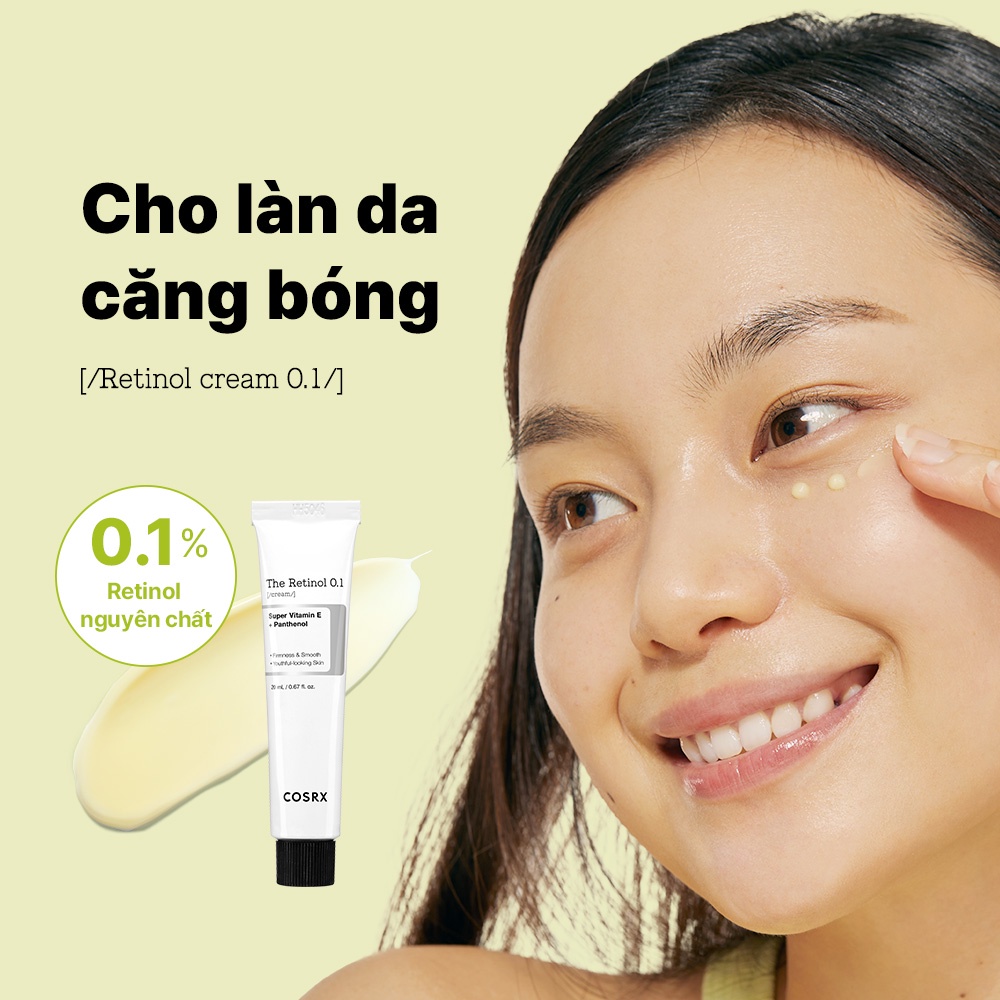 &quot;[COSRX OFFICIAL] Kem dưỡng và Dầu dưỡng COSRX Retinol (20ml), loại bỏ nếp nhăn, thành phần retinol tinh khiết, chống lão hoá, làm sáng da  - Với 0,1% retinol tinh khiết, sản phẩm kem dưỡng #RetinolDermCream có tác dụng ngăn ngừa và làm mờ các nếp nhăn