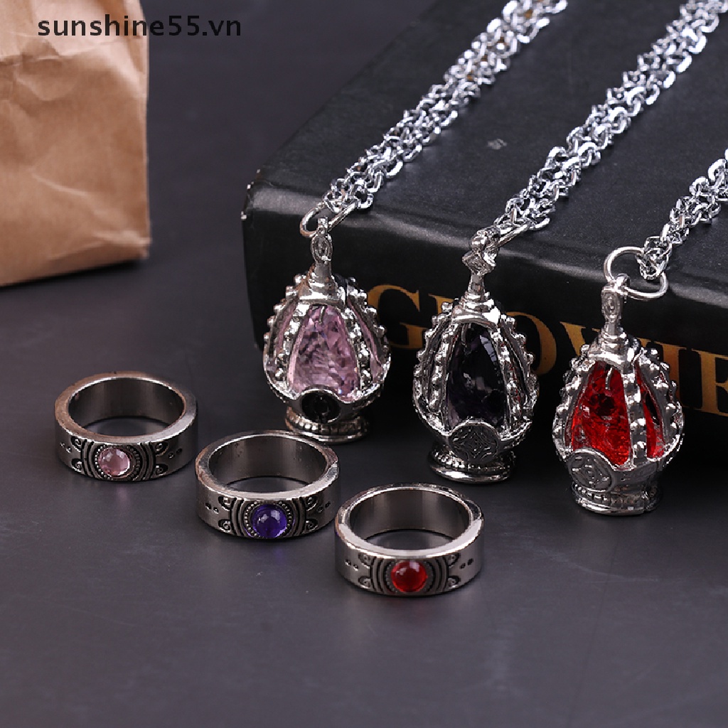 Set 2 Vòng cổ + Nhẫn + Mặt Đá Hóa Trang Nhân Vật Phim Hoạt Hình Puella Magi Madoka Magica