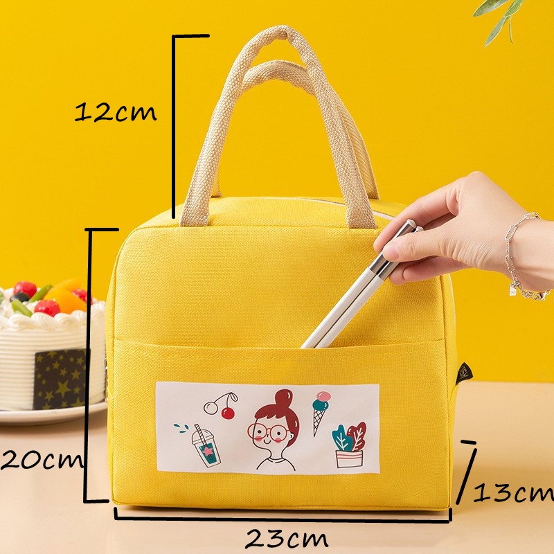 Túi Đựng Hộp Cơm Trưa Lót Giấy Nhôm Giữ Nhiệt Thiết Kế Cỡ Lớn Kiểu Dáng Dễ Thương